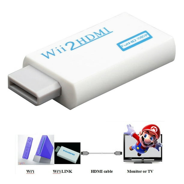 Adaptateur HDMI Wii Convertisseur HDMI 1080P pour appareil Full HD, adaptateur  Wii HDMI avec prise audio 3,5 mm et sortie HDMI compatible avec Nintendo Wii,  Wii U, HDTV. 