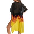 thumbnail image 5 of HELLHERO High Quality Fabrics Long Kimono Swimsuit Cover Up for Vacation Breathable Free Size Bathing Suit Cover Up Flame Design, 5 of 6