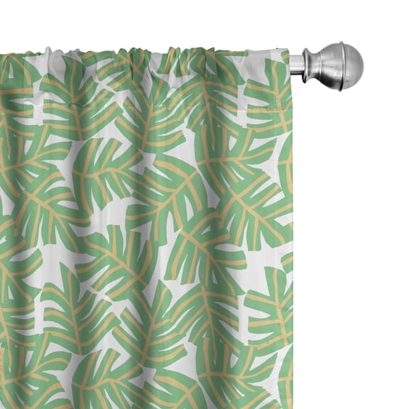 Ambesonne Tropical Curtains, Pastel Exotic Leaves Plot, Pair of 28"x63", Pastel Brown Laurel Green