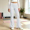 thumbnail image 4 of BXJX Girls Leggings 2 Pieces, Slim Stretchy Elastic Waist Sports Base Layer Flare Pants White Size 12-13 T, 4 of 7
