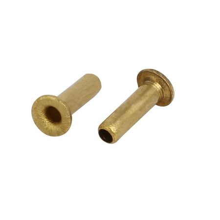 - 100Pcs M2.3 x 8mm Brass Plated Metal Hollow Eyelets Rivets Gold Tone
