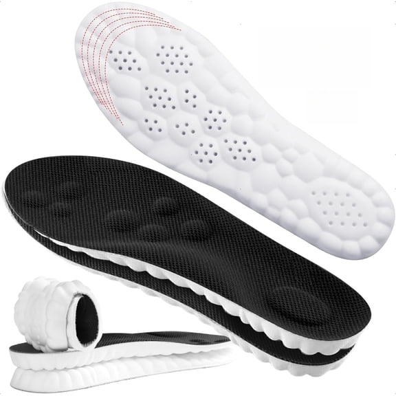 2 pairs 4D Cloud-Like Comfort Soles for Men/Women - Soft Memory Foam Cushioning Insoles - Trim to Fit Steppers Insoles with Arch Support for Foot Pain Relief and Fatigue Reduction