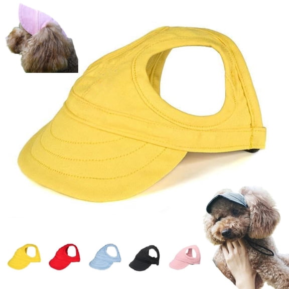 BESEW7 Dog Sun Hat for Large Dogs, Adjustable Baseball Cap with Ear Holes for Summer Outdoor Sport Travel, Pet UV Protection Hat for Dog Costume Yellow XL