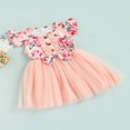 thumbnail image 4 of PENGXIANG Robe Style Doux Imprimé Floral Maille Manches Courtes Robe Petite Fille Décor Nœud, 4 of 10