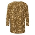 thumbnail image 4 of Women's 3/4 Sleeve Blouses Glitter Tops Crewneck Pullover Sweater Basic Casual Solid Color Tunic Tops Yellow M, 4 of 5