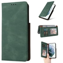 Galaxy S22 Case with Stand, Allytech Premium Slim PU Leather & Inner TPU Bumper Shockproof Card Slots Folio Book Kickstand Women Men Wallet Case for Samsung Galaxy S22 6.1" 5G 2022, Green