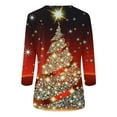 thumbnail image 5 of KIHOUT Womens Tops Long Sleeve Juniors Fashion Christmas Printing Loose T-shirt 3/4 Sleeves Blouse Round Neck Casual Tops, 5 of 5