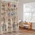 thumbnail image 6 of Marine Life Shower Curtains for Bathroom, Retro Sea Star Jellyfish Lobster Linen Texture Washable Fabric Shower Curtain with Hooks Waterproof Bathroom Decor Sets, 72 x 72 Inches, 6 of 9