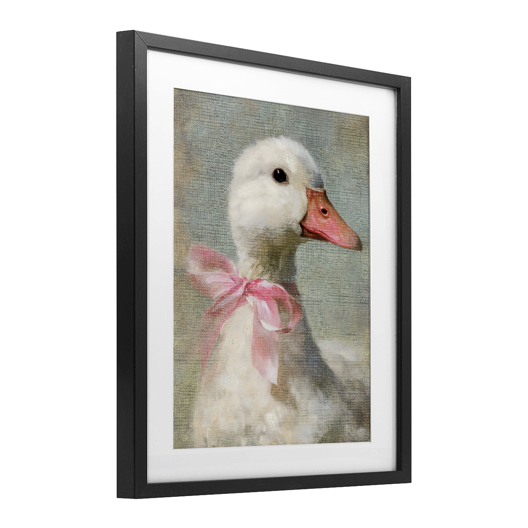 Stupell Industries Portrait of Pink Bow Goose Black Framed Print Under Glass, design by LSR Design Studio