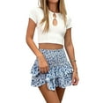 thumbnail image 3 of Franhais Women Mini Pleated Skirt Layered Ruffled Summer Elastic Bohemian Floral Skirt for Beaches Club Streetwear, 3 of 9
