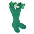 thumbnail image 5 of Jiyike 1 Pair St Patricks Day Socks Kids Knee Socks Green Kids Irish Party Stockings With Bows And Pom Poms For Festive Occasions, 5 of 10
