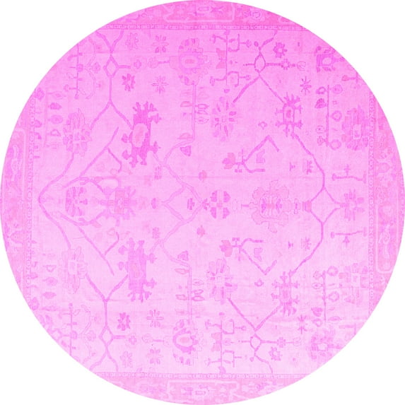 Ahgly Company Indoor Round Oriental Pink Traditional Area Rugs, 7' Round