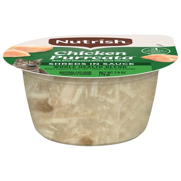 Nutrish Grain Free Wet Cat Food Chicken Purrcata Whole Health Blend with Real Shredded White Meat Chicken in Sauce, 2.8 oz. Cup (Rachael Ray)