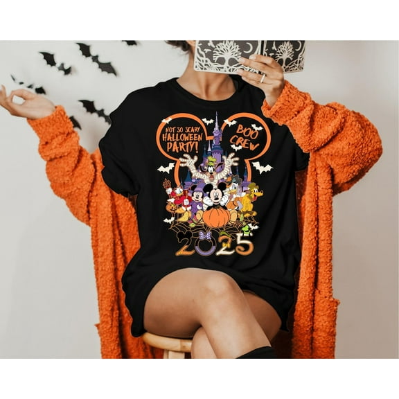 Not So Scary Halloween Party Tee, Disney Halloween 2025 T-shirt, Mickey and Friends Spooky Sweatshirt, Disneyland Halloween Boo Crew Hoodie