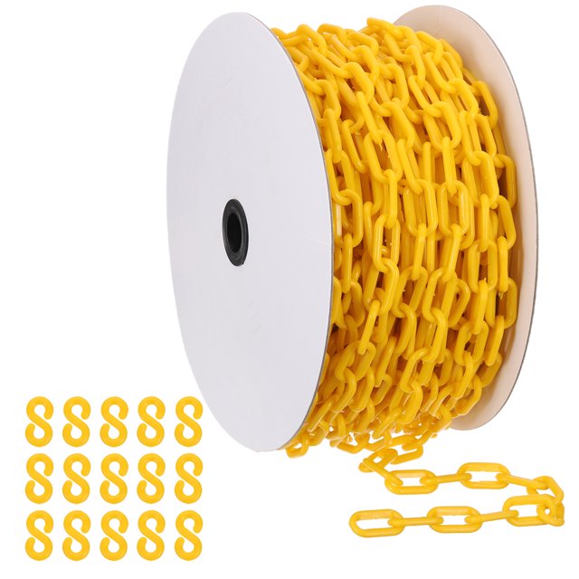 Uxcell Yellow Plastic Chain, 115 ft 6mm Safety Barrier Chain for Crowd Control