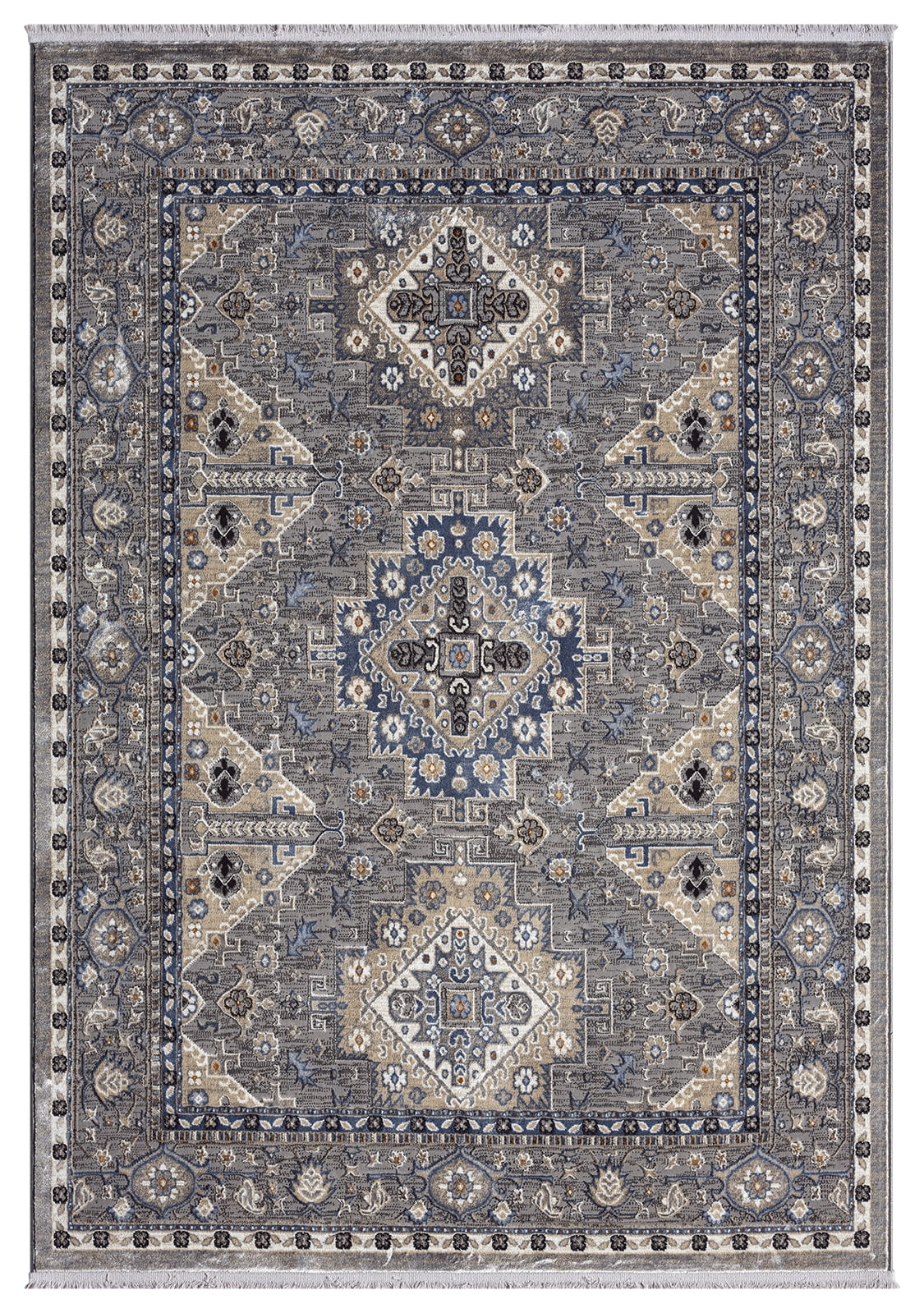 United Weavers Riviera Azure Area Rug, Border Pattern, Grey, 7'10" X 10'6"