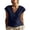 Dark Blue, variant on Women's Round Neck Lace Sleeve Loose Fit Solid Color Top, 2026 Summer Casual Blouse with Soft Linen Fabric for Everyday Wear
