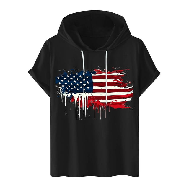 Styesk T-Shirts pour Hommes, Imprimé Décontracté, Mode, à Capuche, Manches Courtes, Sport