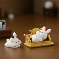thumbnail image 6 of Yoone 2Pcs Rabbit Statue Creative Adorable Garden Decor Photo Props Mini Funny Vivid Poses Bunny Figurine Home Decoration, 6 of 6