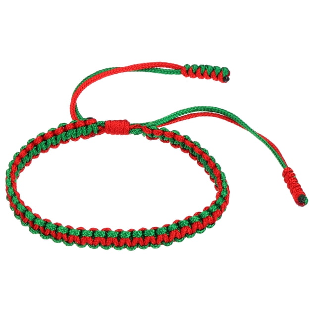 Pulsera trenzada Uxcell, pulsera de cuerda tibetana hecha a mano, pulsera de protección de oración de buena suerte, tamaño ajustable para regalos, aniversario, familia, rojo verde