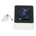 thumbnail image 1 of Monitor de calidad del aire 5 en 1 con aplicación Bluetooth, detector de dióxido de carbono, carga USB, TVOC, temperatura, humedad, HCHO y CO2., 1 of 14