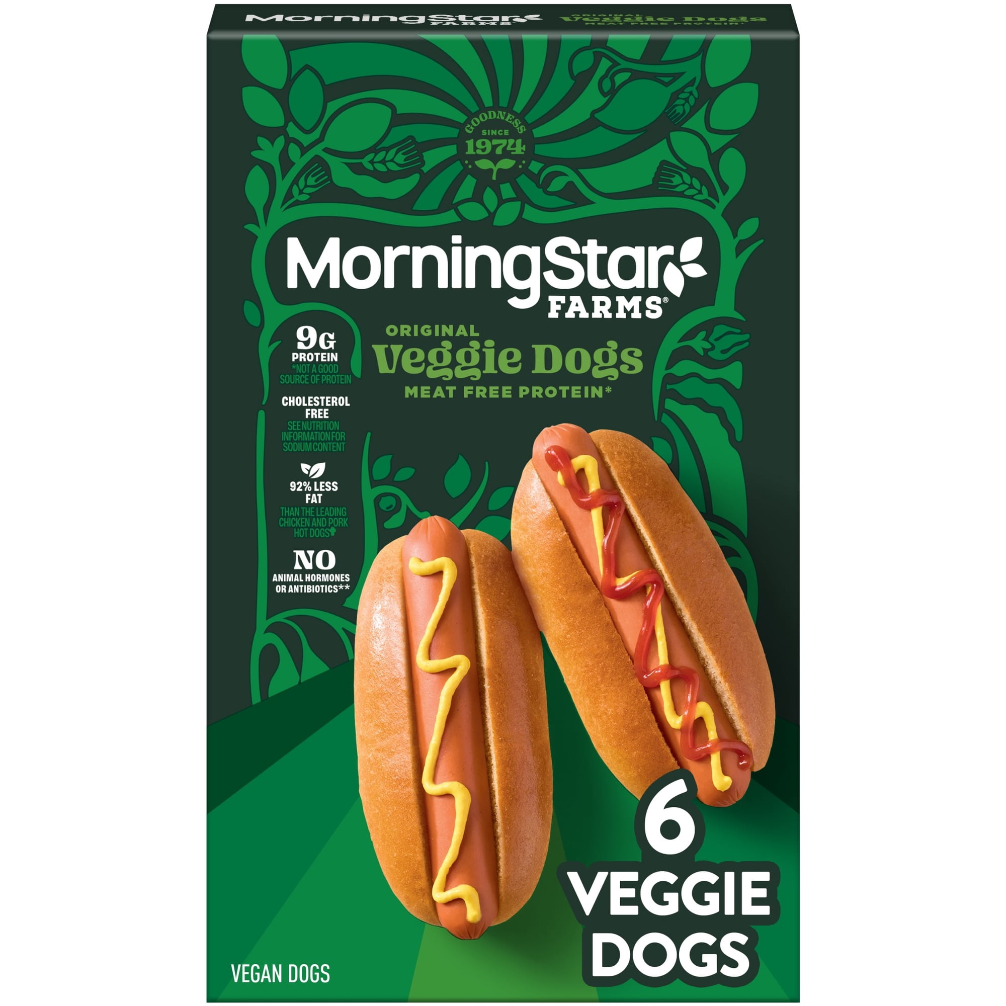 MorningStar Farms Original Veggie Dogs, Meat Free Protein, 8.4 oz, 6 Count Box