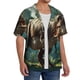thumbnail image 2 of Balery Green Forest Dinosaur Camisa Casual de Manga Corta con Botones para Hombre, Texturizada, Estilo Cubano, para Playa, Verano-3X-Large, 2 of 5