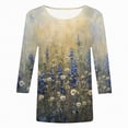 thumbnail image 4 of Towmus Womens Summer Tops 3/4 Sleeves T-Shirts Round Neck Cute Tunic Tops Basic Tees Blouses Loose Fit Pullover Shirt Dressy Tops for Women, 4 of 4