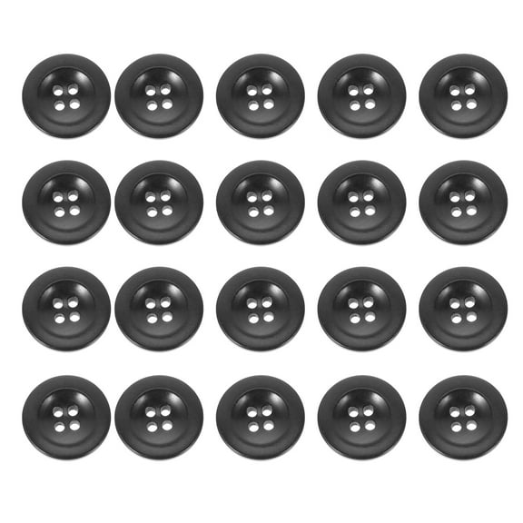 Raindrops 20Pcs Round Sewing Buttons for Coats and Shirts Black Four Holes Wood