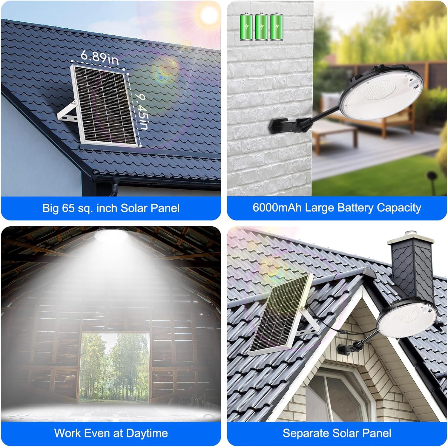 Solar Lights Outdoor Waterproof , 3500LM 4 Modes (1 All Day Mode) Motion Sensor Solar Security Shed Light with Remote,  Indoor Dusk to Dawn Solar Barn Light for Gazebo Yard Garage Patio