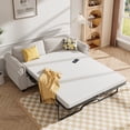 thumbnail image 3 of BALUS Queen Size Pull Out Sofa Bed with 4" Foam Mattress , Queen Sleeper Sofa for Living room , Velvet and Metal , Beige, 3 of 9