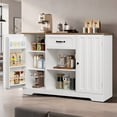 thumbnail image 5 of 45" Coffee Bar Cabinet, Buffet Sideboard with Shelves & Countertop, Storage for Kitchen & Living Room, White and Retro, 5 of 6