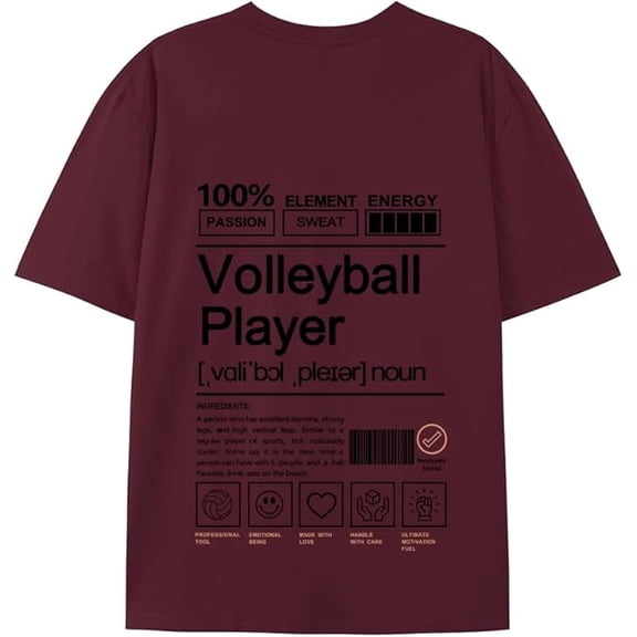 JPLILY Volleyball Player T-Shirt Short Sleeve, 100% Soft Cotton for Odor-Free & Warm, DTG Printing for HD, Fade-Resistant Image &Text, Personalized Gift for Men & Women