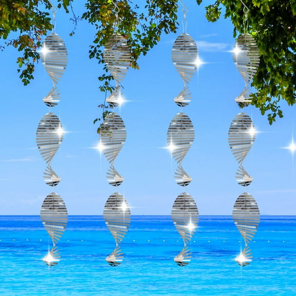 TSV 4pcs Reflective Bird Repellent Scare, 3D Wind Spinner Bird Deterrents for Outside Garden Yard