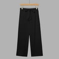 thumbnail image 4 of Black Women's Casual Pants, Pants For Women Cotton Linen Casual Summer 2025 Straight Wide Leg Loose Drawstring Elastic Waist Cropped Trouser,Women's Casual Pants M, 4 of 5