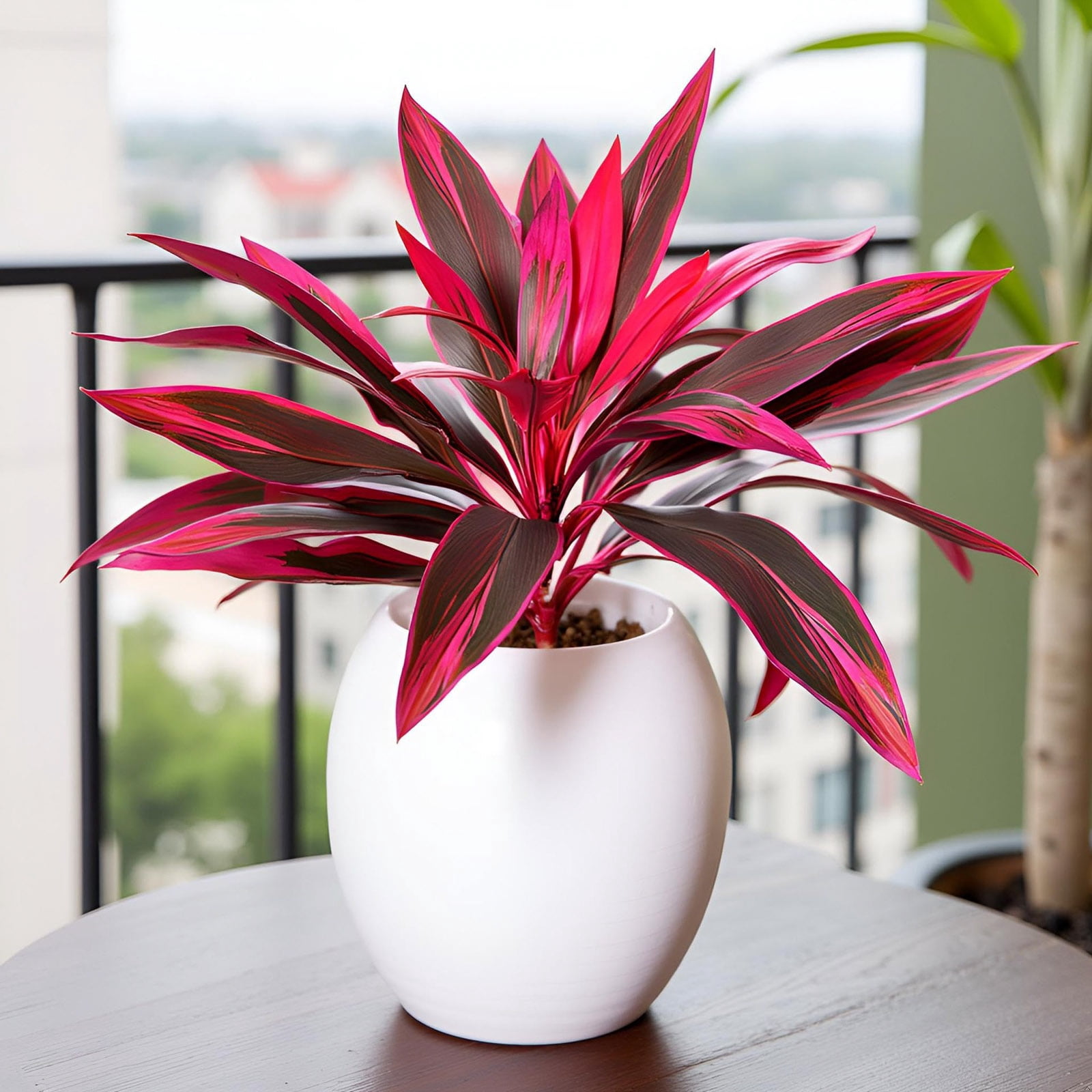 5Pcs Artificial Cordyline Red Plant, Artificial Plants Indoor, Fake Dracaena Plants Indoor Outdoor, 21.65in Realistic Faux Silk Plants for Home Office Decoration