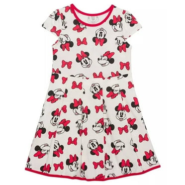 Disney WHITE Toddler Girls Happy Minnie Bow Short Sleeve Dress, US 3T