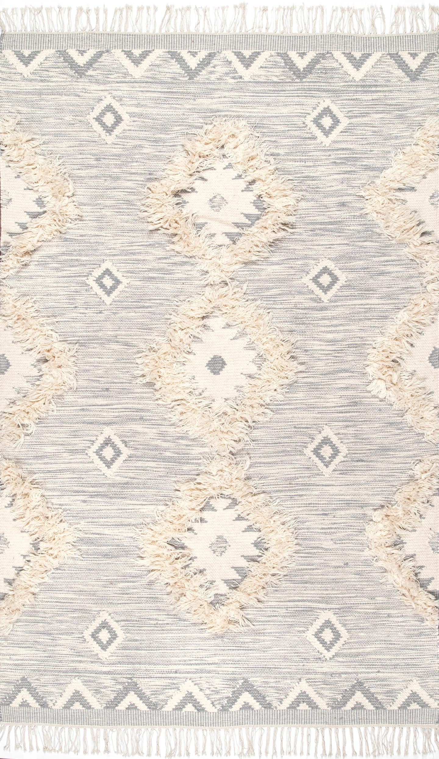 nuLOOM Savannah Moroccan Fringe Area Rug, 6' x 9', Light Gray