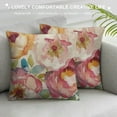 thumbnail image 3 of PHYHOO Spring Summer Flower Decorative Throw Pillow Covers, Pink Rose Floral Wreath Porch Outdoor Home Decor, Plaid Farmhouse Couch Cushion Case White, 3 of 5
