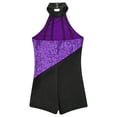 thumbnail image 5 of Yruioon Kids Girls Sequin Dance Rhythmic Gymnastics Leotard Halter Neck Sleeveless Skating Jumpsuit Purple 4, 5 of 6