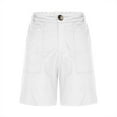 thumbnail image 5 of Bloomae Bermuda Shorts for Women Knee Length High Waisted Cotton Button Elastic Wasit Summer Dressy Casual Long Chino Shorts with Pockets White XXL, 5 of 6