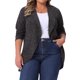 thumbnail image 1 of Cárdigan de punto para mujer de tallas grandes Agnes Orinda, con solapa, de manga larga, abierto por delante, con dobladillo irregular, suéter casual suave 2X gris oscuro, 1 of 6