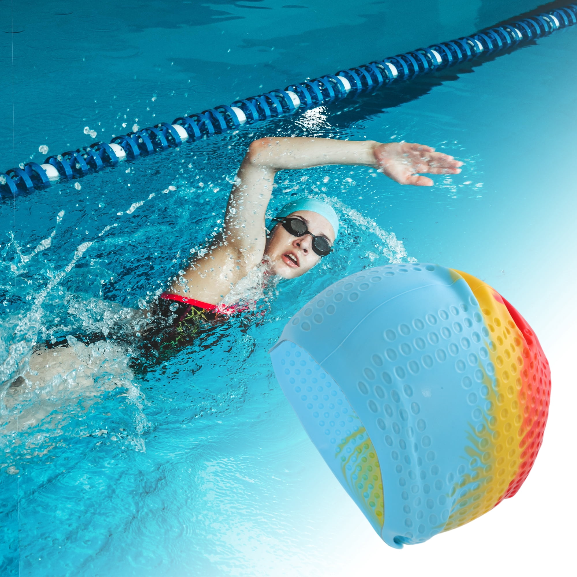 Unique Bargains Waterproof Bubbles Texture Swimming Cap Assorted Color, Red