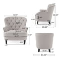 thumbnail image 3 of GDF Studio Ishtar Contemporary Fabric Tufted Club Chair and Ottoman Set, Natural and Dark Brown, 3 of 9
