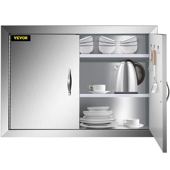 VEVORbrand BBQ Double Access Door 31W x 24H inch, BBQ Door Stainless Steel Wall Construction Vertical, Outdoor Kitchen Door for BBQ Island, Grilling Station, Outside Cabinet