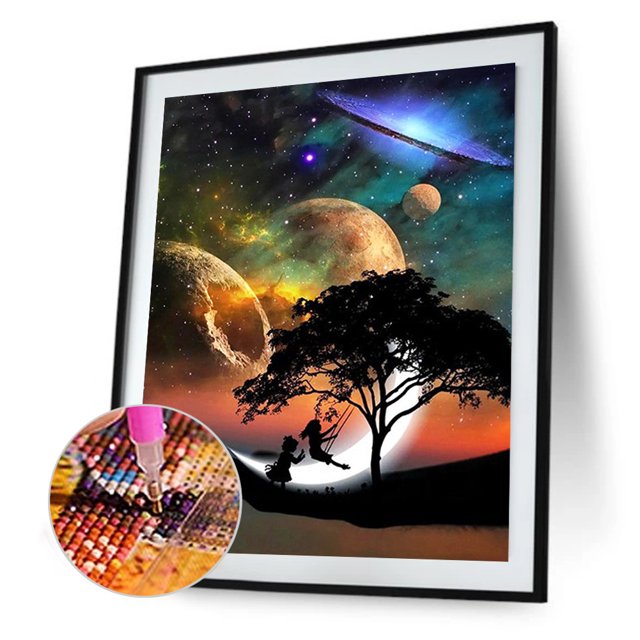 Cuadros Decorativos 5D bricolaje taladro cuadrado completo diamante pintura noche romántica hogar decoración artesanal Tmvgtek embutido en tela