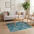 thumbnail image 3 of ODIKA Pvc Bottom Transitional Swirl Scattered Motifs Blending Splicing for Dorm Room, Small Living Apartment, Stain Resistant Low Profile, 3 of 7