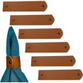 thumbnail image 1 of Juego de 6 servilleteros de cuero rústico marrón con hebilla para Navidad, bodas, cumpleaños, cenas, fiestas y decoración del hogar., 1 of 9