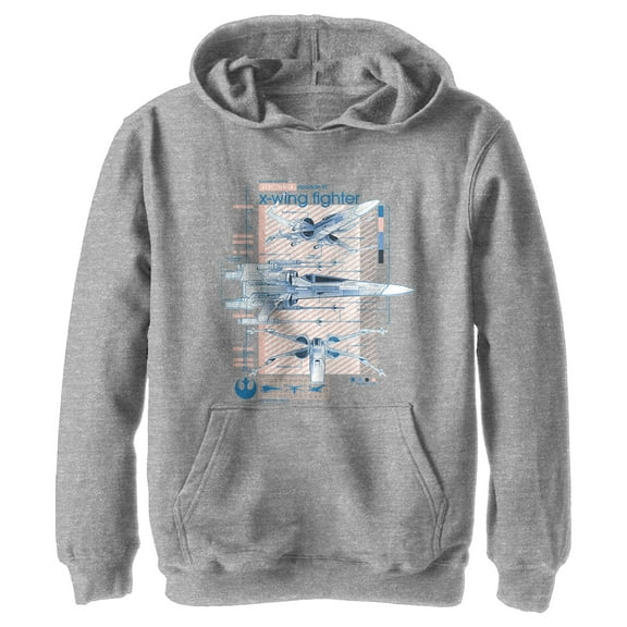 Boy's Star Wars: The Rise of Skywalker X-Wing Details Pull Over Hoodie Athletic Heather Large