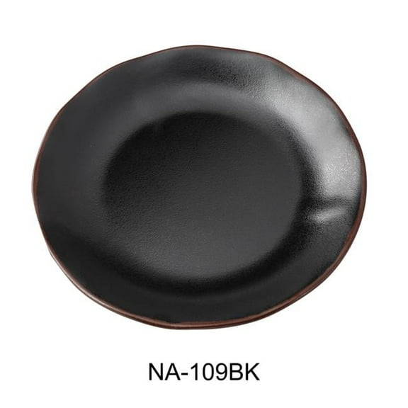 Yanco NA-109BK Nature Art 9 x 3.4 in. Round Plate, Black - Melamine - Pack of 24